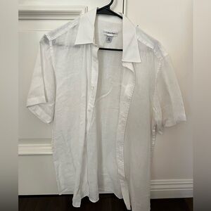 Calvin Klein Men's White Casual Button Down Shirt